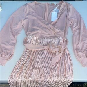 Elegant Pink Sequin Dress